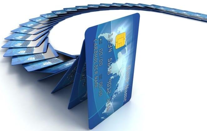 credit cards falling like dominos